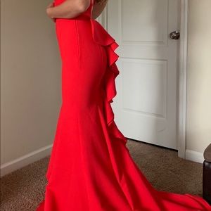 Red formal mermaid tail dress
